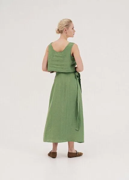 AmourLinen AmourLinen Mini-Leinen-Crop-Top PIPPA, Matcha grün, – Produktbild 3 von 4