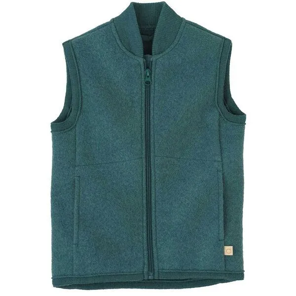 Disana Disana Kinder Zipper-Weste kbT-Merinowolle, Eukalyptus, – Produktbild 1 von 4