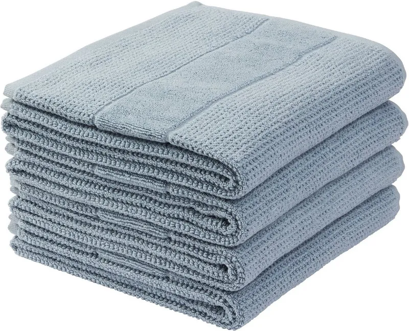 Schiesser Schiesser Handtücher Turin aus 100% Baumwolle in dezenter Reiskornoptik, Frottier (Set, 4-St), OEKO-TEX® MADE IN GREEN, Blau, – Produktbild 1 von 6