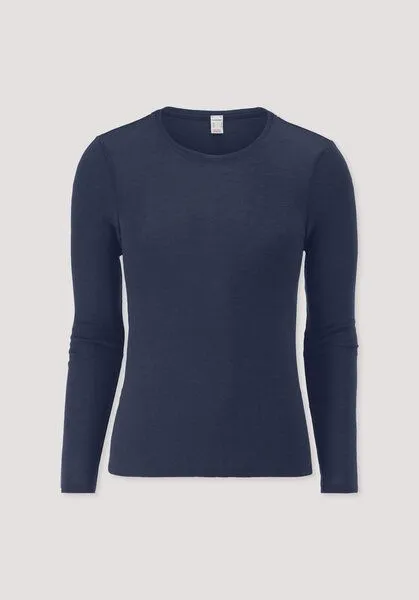 hessnatur hessnatur Longsleeve PURE FUNCTION aus Bio-Merinowolle und Seide, Graphitblau, – Produktbild 3 von 4