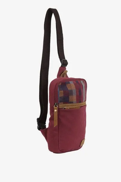 Dragolina Dragolina Crossbody Tablettasche Faun W. mit Webstoff der Pwo Karen, Terracotta karo (rot), – Produktbild 3 von 4