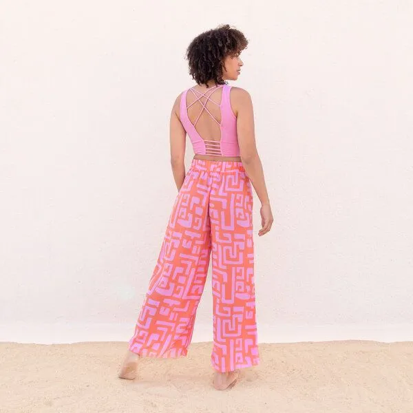 Jaya Jaya KURZES TOP SURYA - Bra/Croptop aus elastischer Biobaumwolle, Tankttop Stil vorne mit breiteren Trägern & raffiniertem Rücken, Pink/pink, – Produktbild 1 von 3