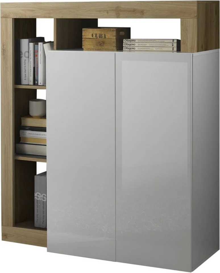 Home affaire Highboard Hamburg, Breite 108 cm, Weiß, – Produktbild 2 von 9
