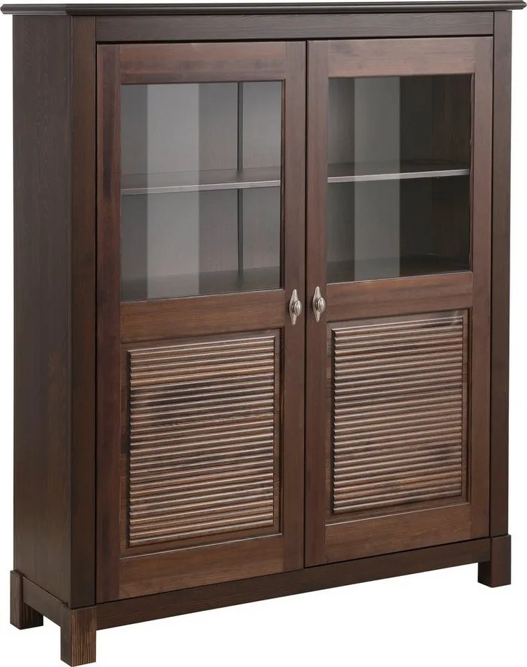 OTTO home Highboard Rauna, Vitrine, Breite 111,6 cm, aus massiver Kiefer, Braun, – Produktbild 2 von 4