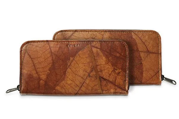 BELEAF BELEAF Großes veganes Portemonnaie "BIG LEAF" aus Blattleder, Autumn orange, – Produktbild 2 von 4