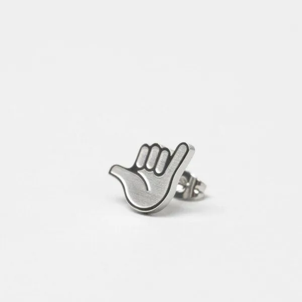 Fyngers Fyngers Ohrstecker aus chirurgischen Edelstahl hochglanzpoliert HANG LOOSE, Silber, – Produktbild 6 von 7
