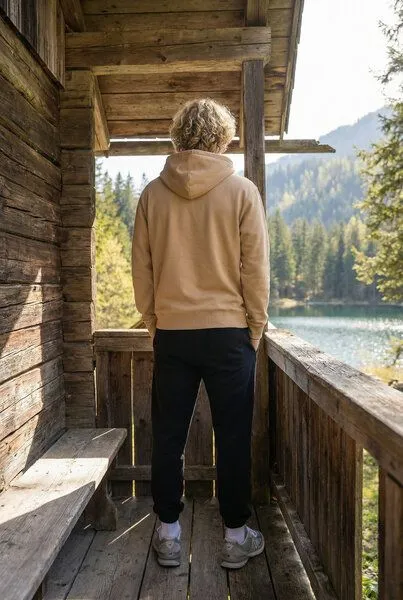 THE FACE OF ELEMENTS The Face of Elements Essential - Regular Fit Hoodie aus 100% Bio-Baumwolle, Sand (beige), – Produktbild 2 von 4