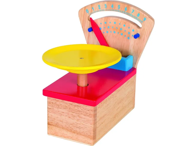 Goki goki Waage für Kaufladen und Kinderküche, Gummibaumholz 12,6 x 15,2 x 17,2 cm, Mehrfarbig, – Produktbild 1 von 2