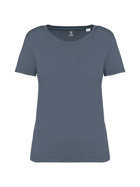 YTWOO YTWOO Ausgewaschenes Damen T-Shirt aus 100% Bio-Baumwolle, Blaugrau, – Produktbild 1 von 3