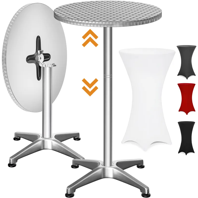 Casaria® Stehtisch Silber 115x60cm + Husse Weiß Ø60cm – Produktbild 1 von 2