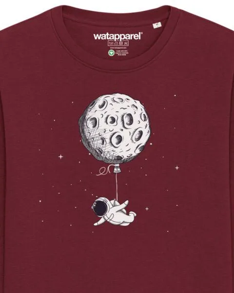 watapparel watapparel Sweatshirt Unisex Funny Spaceman, Burgundy, – Produktbild 3 von 4