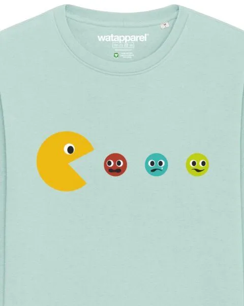 watapparel watapparel Sweatshirt Unisex Pacmännchen, Caribbean blue, – Produktbild 3 von 3