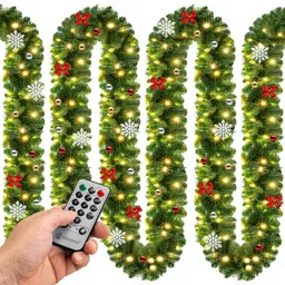 Casaria® Weihnachtsgirlande 5m geschmückt inkl Fernbedienung – Produktbild 1 von 1
