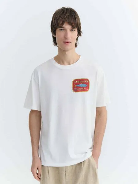 thinking mu thinking mu Herren T-Shirt - Aaron - aus Bio-Baumwolle, Sardines (weiß), – Produktbild 1 von 3