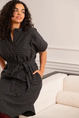 WiDDA WiDDA Damen vegan Kleid Denver Mit Mini Karomuster Schwarz – Produktbild 1 von 1
