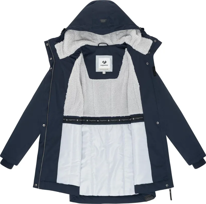 ragwear ragwear Kurzmantel Ellsa YOUMODO Winterparka mit auffälligen Taillenzugkordeln und Kapuze, Blau, – Produktbild 1 von 4