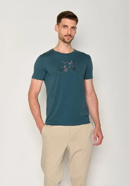 GreenBomb GREENBOMB Bike Mikkel Guide - Sportliches T-Shirt aus Bio-Baumwolle / hochwertiger Print / GOTS / Fair & Vegan, Blau (steinblau), – Produktbild 1 von 4