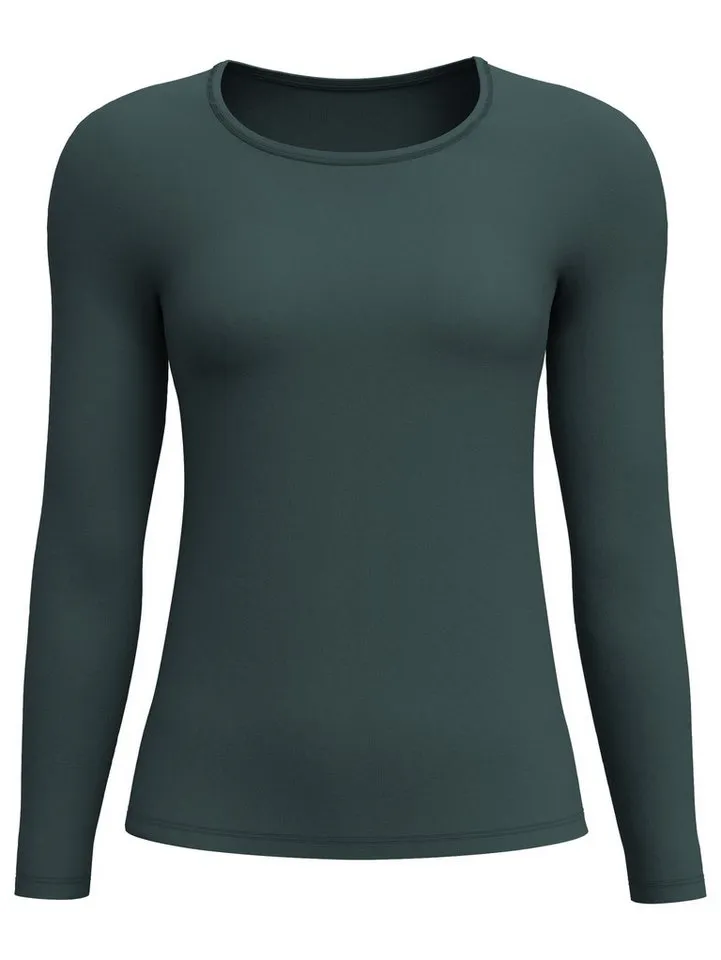 CALIDA CALIDA Langarmshirt Natural Comfort elastisch, weich, langärmelig, Rundhals-Ausschnitt, atmungsaktiv, Grün, – Produktbild 2 von 5