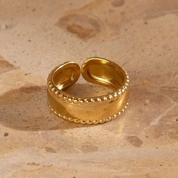 ELEKTROPULLI Größenverstellbarer Pearl Ring ca. Ø 17 - 19mm von Elektropulli, Gold, – Produktbild 1 von 3