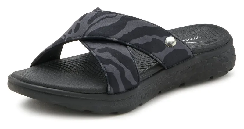 VENICE BEACH VENICE BEACH Sandale, Badeschuh, Sommerschuhe, Badelatsche, Flip Flop, Badeschlappe Badepantolette mit wasserabweisender und leichter Sohle VEGAN, Grau|schwarz, – Produktbild 3 von 5