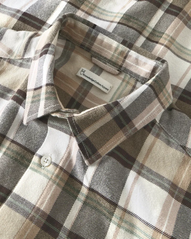 KnowledgeCotton Apparel KnowledgeCotton Apparel Herren vegan Hemd Light Flannel Checkered Braun Kariert, Braun, – Produktbild 1 von 2