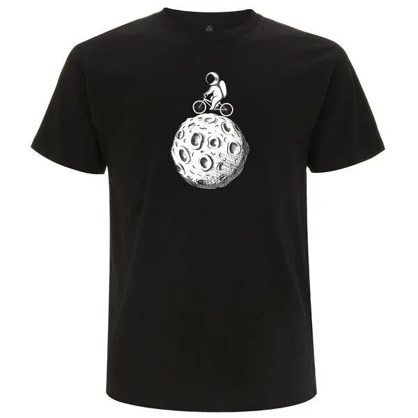 Spreecult Spreecult Mond Fahrrad - Bio und Fair - Männer Unisex T-Shirt - Astronaut Weltall Erde Shirt, Schwarz, – Produktbild 1 von 2