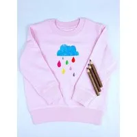 MelaDi Meladi Kinder Sweater aus Biobaumwolle - Regenwolke auf Pink, Natural white, – Produktbild 1 von 1