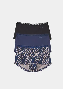 Sloggi Hüftslip im 3er-Pack - blau / gemustert - Gr. XS von Goldner Fashion – Produktbild 1 von 1