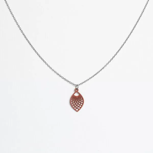feinformart feinformart Kette mit Holzanhänger 'Leaf', Green, – Produktbild 2 von 5