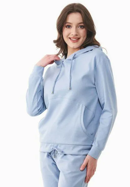 ORGANICATION ORGANICATION Leichte Hoodie aus Bio-Baumwolle, Ice blue, – Produktbild 4 von 4