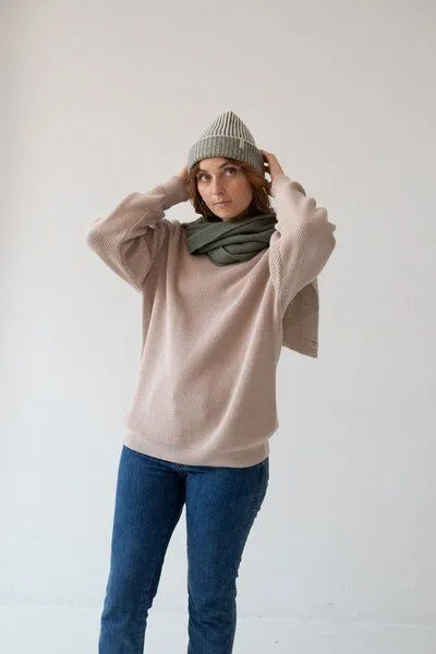 TIRALAHILACHA TIRALAHILACHA Tao chunky wool beanie in two-tone Women, Grün, – Produktbild 3 von 4