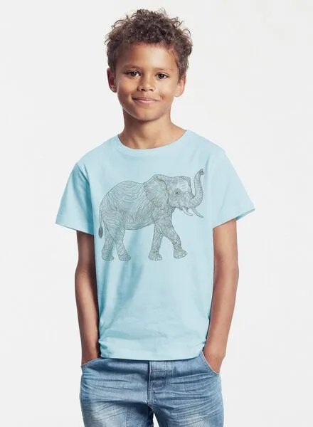 Peaces.bio - handbedruckte Biomode Peaces.bio - handbedruckte Biomode Bio-Kinder T-Shirt "Babyelefant", Hellblau, – Produktbild 2 von 2