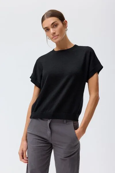 People Wear Organic People Wear Organic Merino Strick Pullover, schwarz uni, Schwarz, – Produktbild 2 von 3