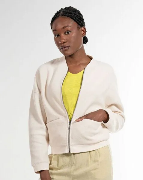 Alma & Lovis Alma & Lovis Blouson-Jacke aus flauschigem Bio-Baumwoll-Fleece | Teddy Jacket, Auster (beige), – Produktbild 2 von 4