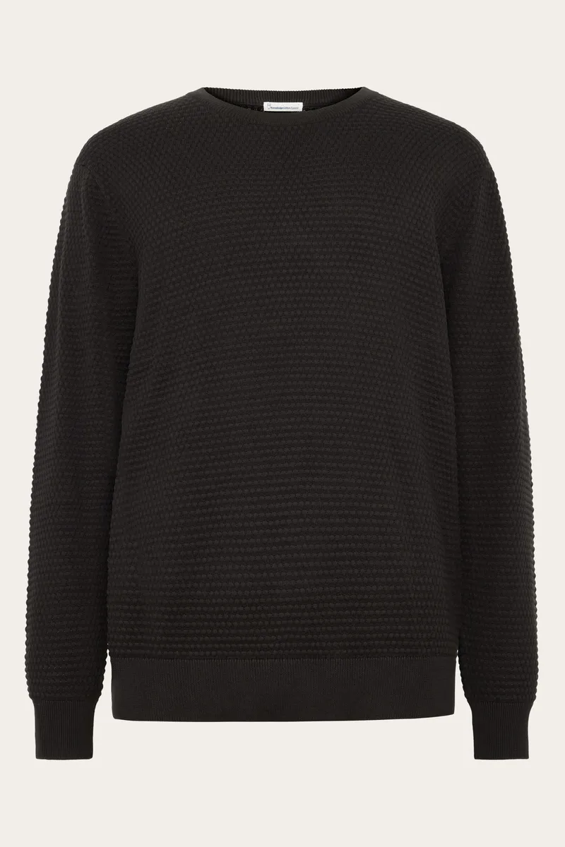 KnowledgeCotton Apparel KnowledgeCotton Apparel Herren vegan Strickpullover Vagn Bubble Crew Neck Chocolate Torte, Dunkelbraun, – Produktbild 1 von 2