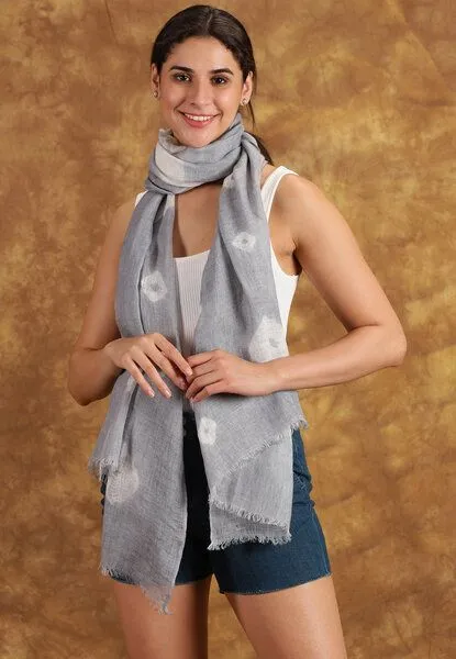 HeritageModa HeritageModa Handgefertigter Damen-Leinenschal, Grau, – Produktbild 2 von 4