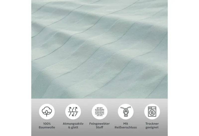 OTTO home Bettwäsche MALIA mit eingewebten Streifen, uni, Mako-Satin, 2 teilig, Bettwäsche aus 100% Baumwolle, Bettwäsche in Mako-Satin-Qualität, Beige, – Produktbild 3 von 4