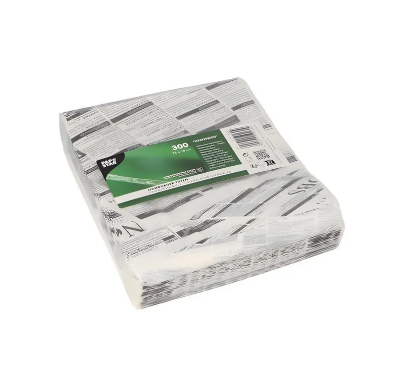 PAPSTAR PAPSTAR Einweggeschirr-Set 300 x Hamburger-Tüten Pergament-Ersatz 16 x 18 cm Newsprint fettdicht, Pergamentersatzpapier, Weiß, – Produktbild 2 von 2