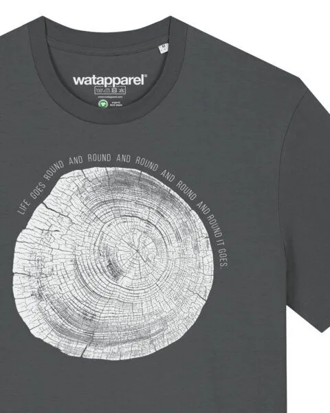 watapparel watapparel T-Shirt Unisex Baumscheibe, Anthracite, – Produktbild 3 von 4