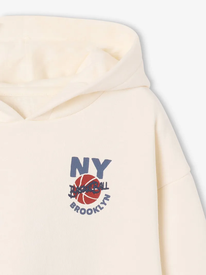 Vertbaudet Kapuzensweatshirt BASKETBALL Jungen, Wollweiß, – Produktbild 2 von 4