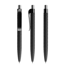 prodir prodir® Druckkugelschreiber QS01 Soft Touch PRP Push, blaue Mine, schwarz/silber poliert – Produktbild 1 von 1