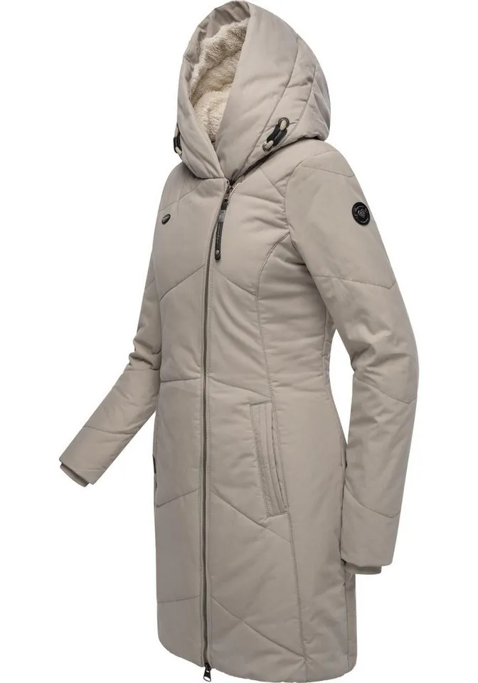 ragwear ragwear Wintermantel Gordon Long gesteppter Winterparka mit asymmetrischem Kragen, Braun, – Produktbild 3 von 5