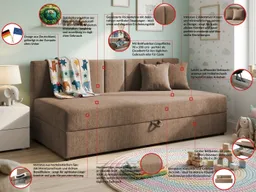S-Style Möbel Daybett / Tagesbett Lenny mit Rückenlehne und großem Bettkasten, aus Chenille-Stoff, mit Bonellfedern – Produktbild 1 von 1