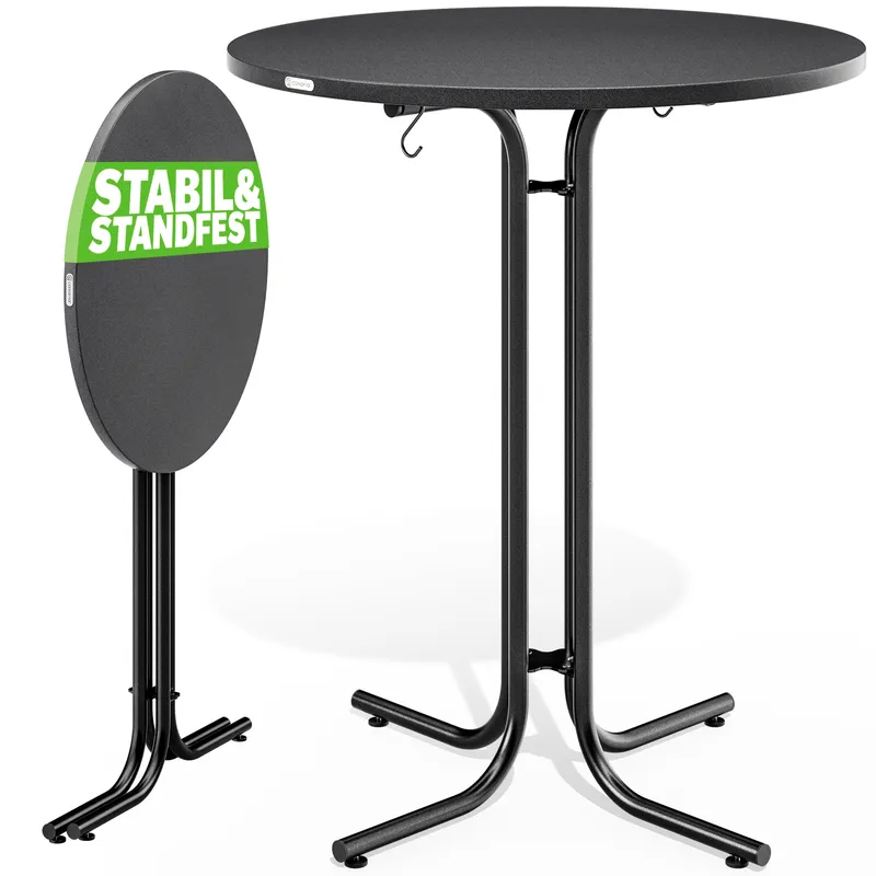 Casaria® Stehtisch Grau Ø80x110cm klappbar Outdoor höhenverstellbar bis 100kg – Produktbild 2 von 2