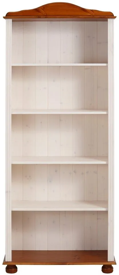 OTTO home Regal Mette Bücherregal mit 5 offenen Fächern, aus massivem Kiefernholz, in unterschiedlichen Größen und Farben, Weiß, – Produktbild 8 von 8