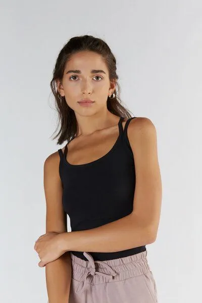 True North True North Damen Spaghetti Top aus Tencel Micromodal T1212, Schwarz, – Produktbild 1 von 3