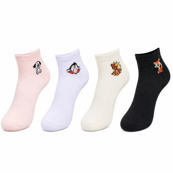 Bruno Barella Bruno Barella Damen Sneaker Socken aus Bio-Baumwolle – Tiermotiv Pastell Mix 4er Set – Produktbild 2 von 4