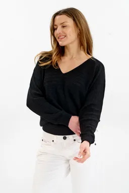 KOMODO KOMODO Damen vegan Pullover Pia Pointelle Schwarz – Produktbild 1 von 1