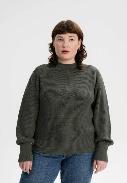 MELA Strickpullover Style GAURI | von MELA | Fairtrade & GOTS zertifiziert, Grün melange, – Produktbild 1 von 4