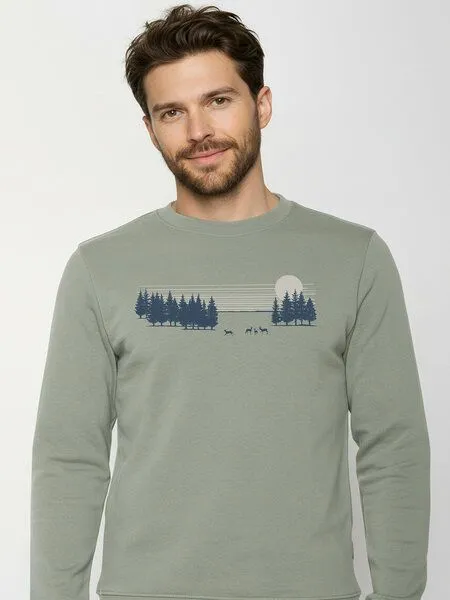 GreenBomb GreenBomb Deer Lines Wild Sweatshirt aus Bio-Baumwolle / GOTS / Fair & Vegan, Grau (moos mint), – Produktbild 2 von 4